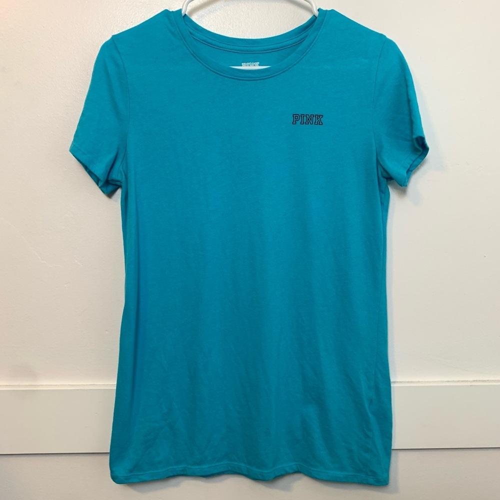 Victoria’s Secret Pink Blue Logo Short Sleeve Shirt